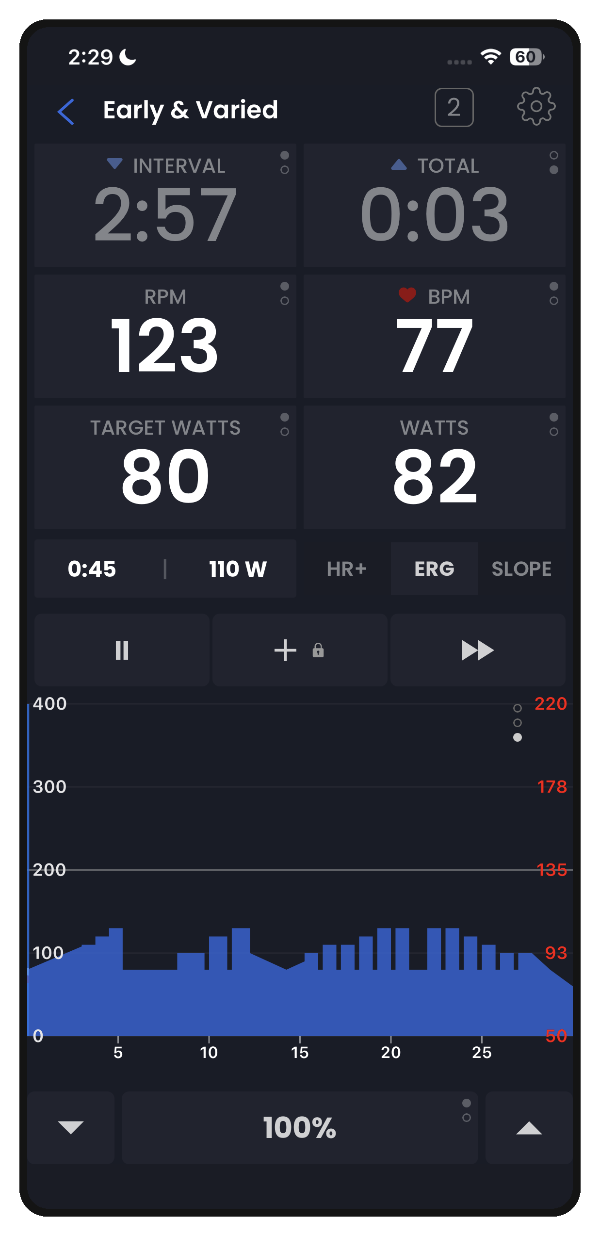 TrainerDay app workout screen