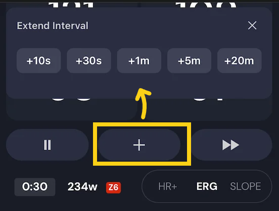 Extend Interval — +10s, +30s, +1m, +5m, +20m